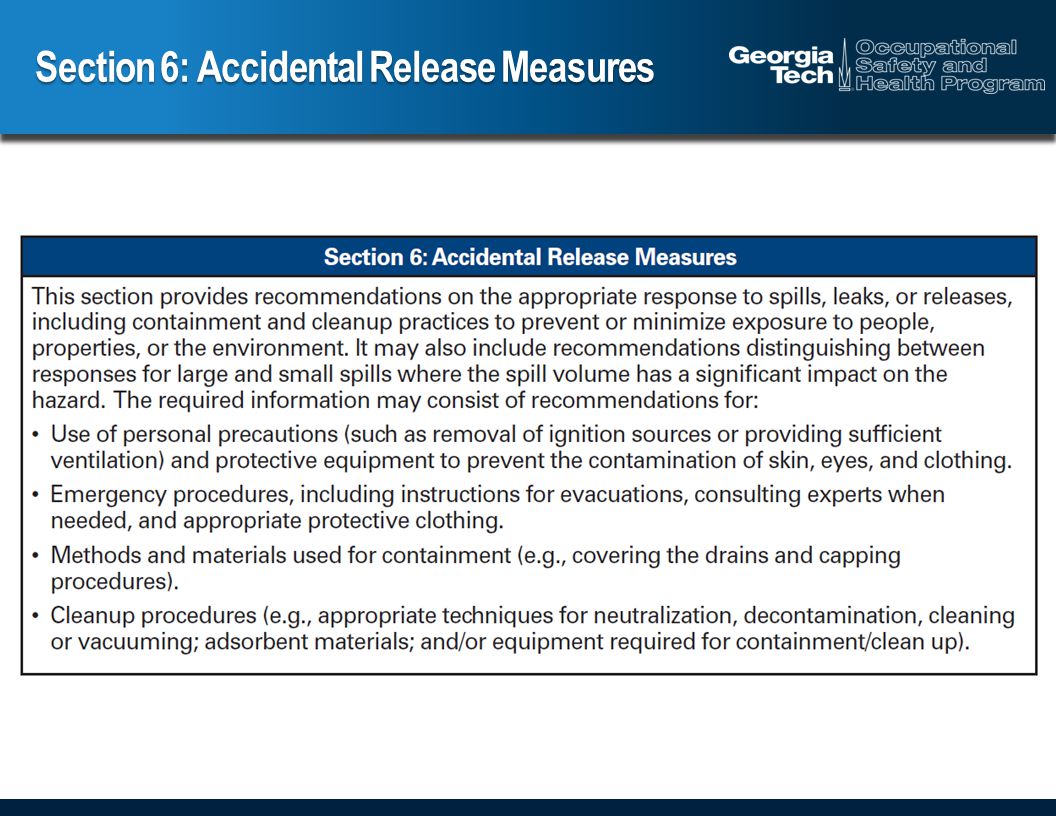 Section 6: Accidental Release Measures