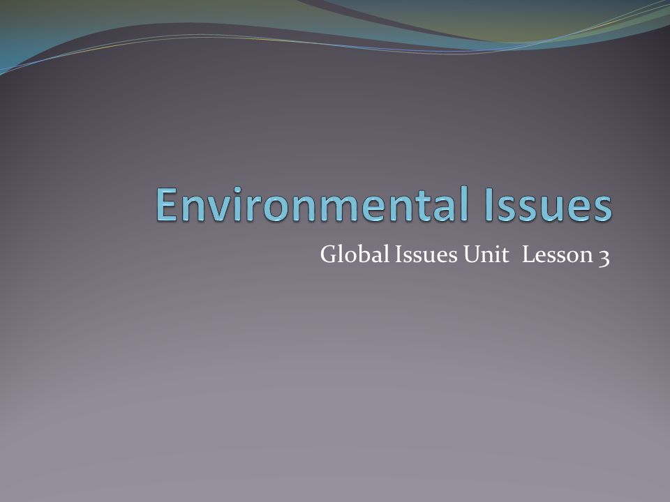 Global Issues Unit Lesson 3