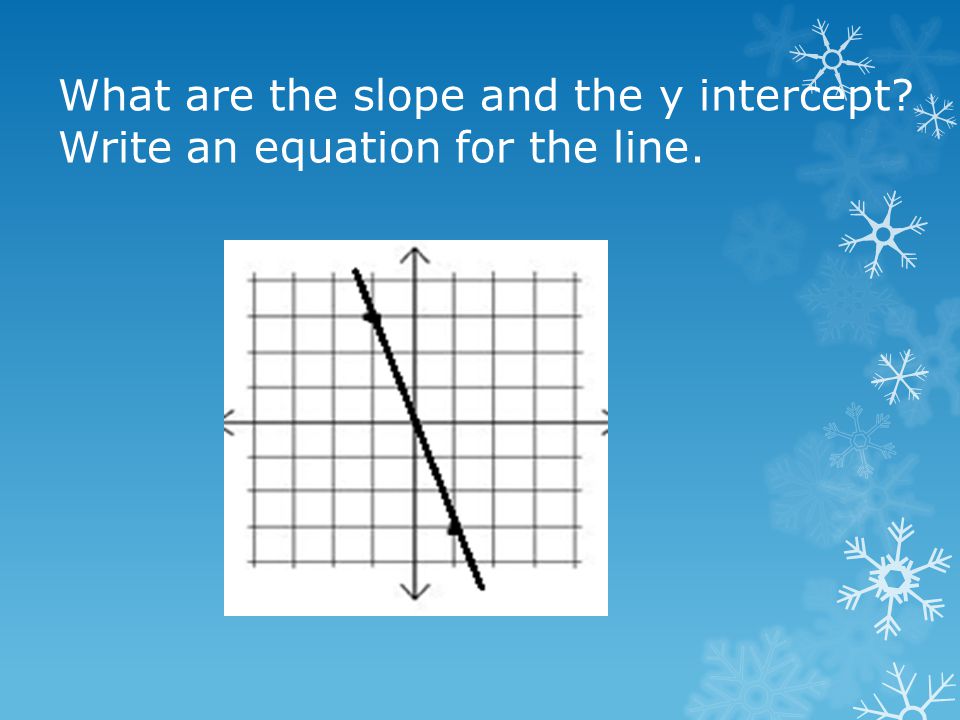What are the slope and the y intercept Write an equation for the line.