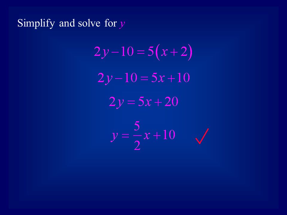 Simplify and solve for y