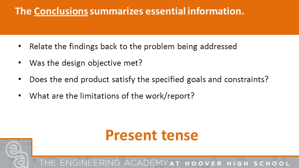 The Conclusions summarizes essential information.