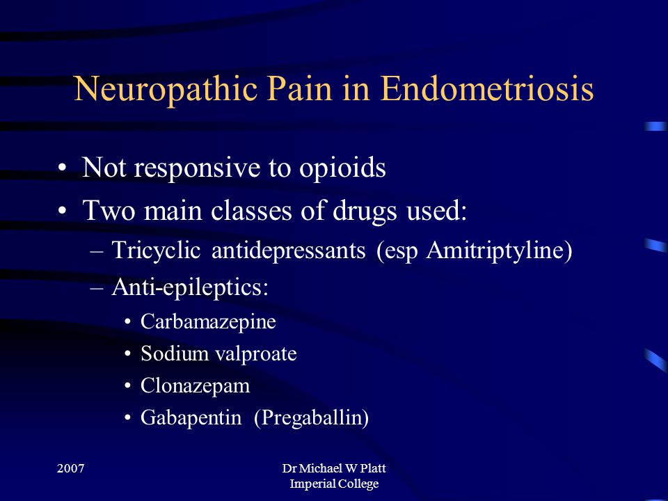 Pain endometriosis for clonazepam