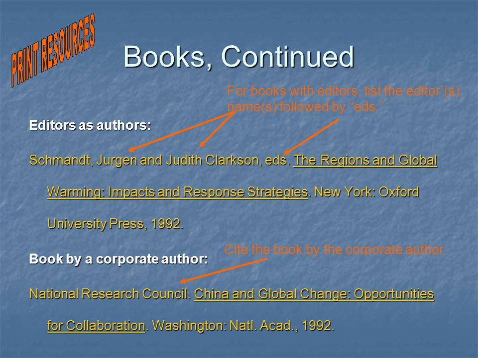 Books, Continued Editors as authors: Schmandt, Jurgen and Judith Clarkson, eds.