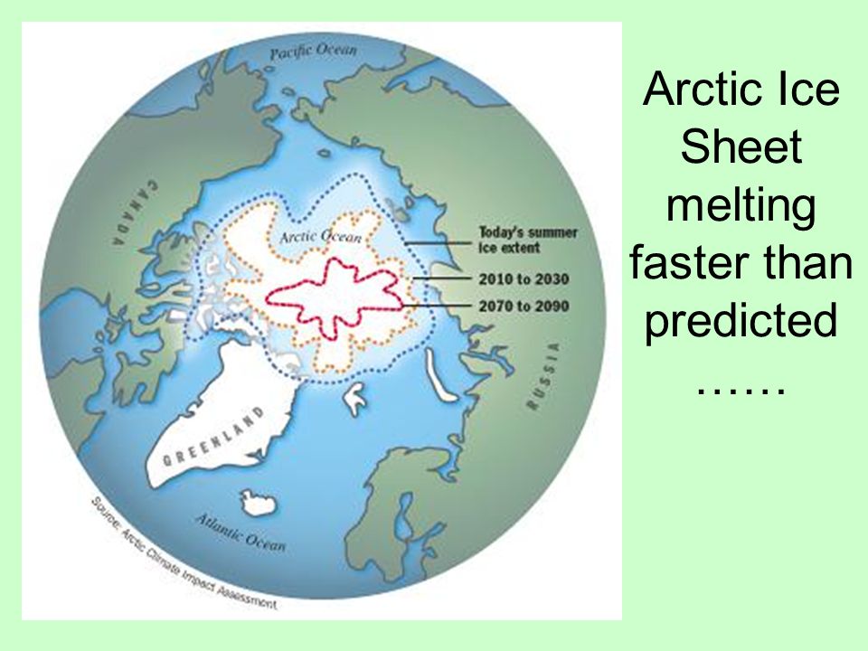 Arctic Ice Sheet melting faster than predicted ……