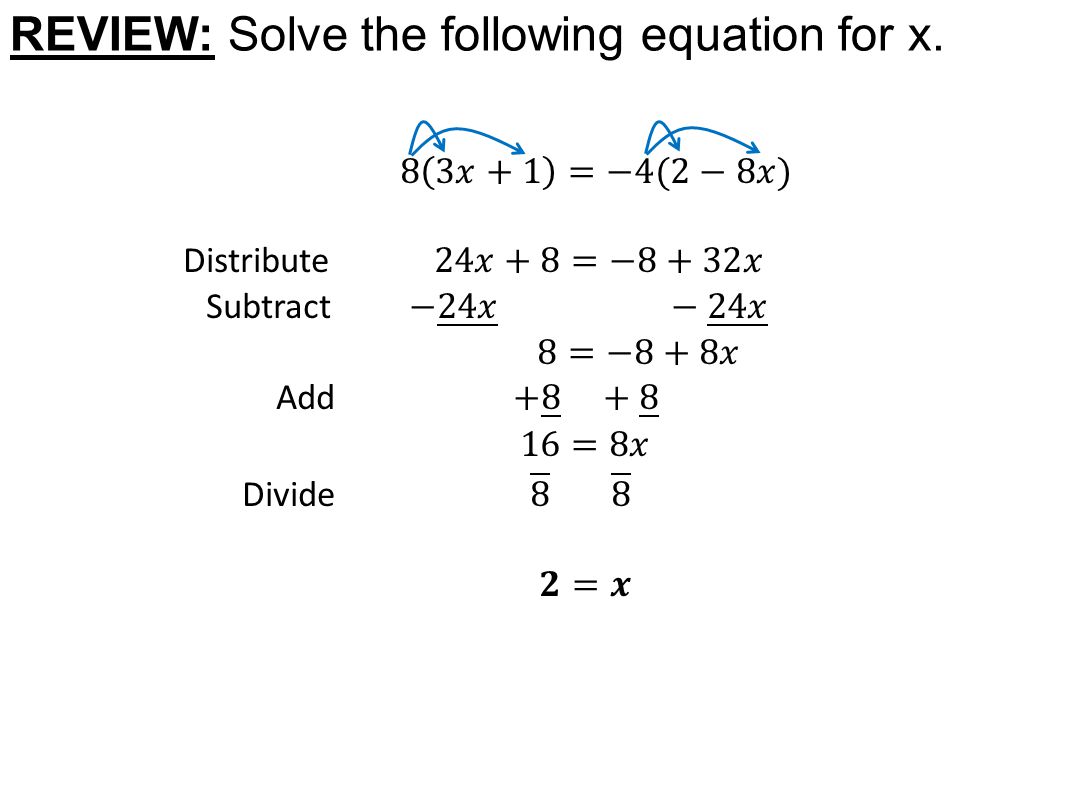 REVIEW: Solve the following equation for x.