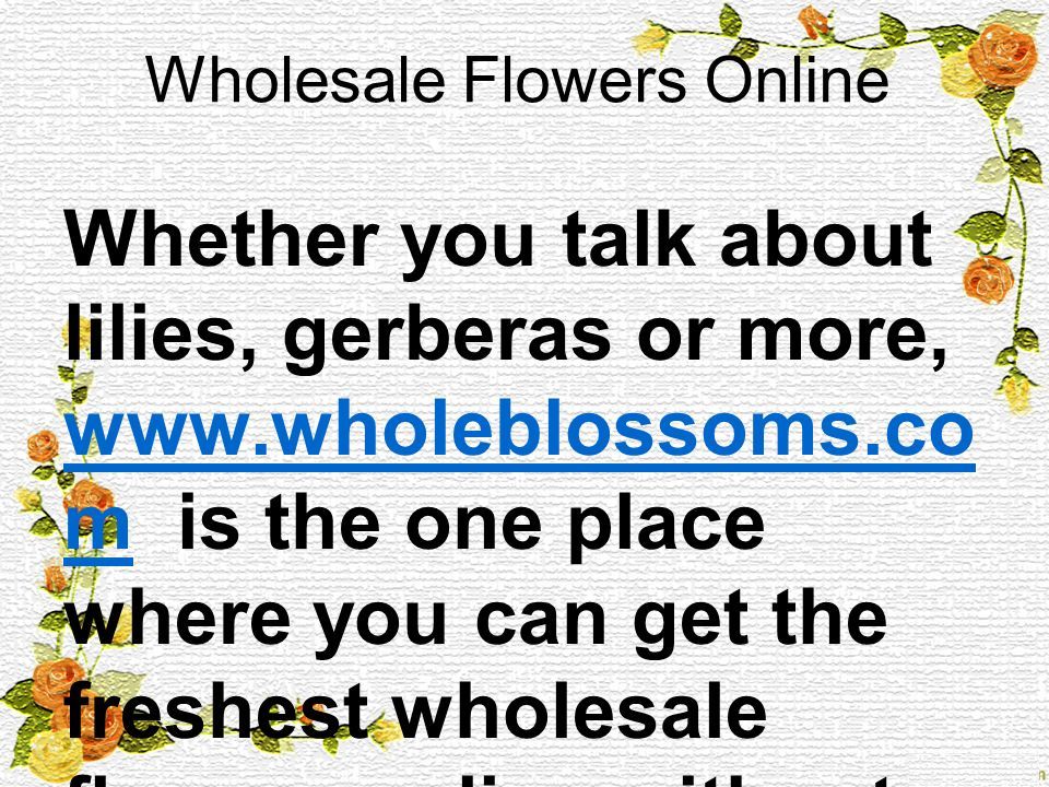 Wholesale Flowers Online Whether you talk about lilies, gerberas or more,   m is the one place where you can get the freshest wholesale flowers online without breaking a sweat.
