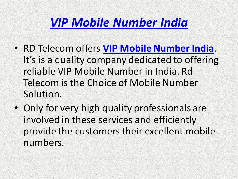 RD Telecom offers VIP Mobile Number India.
