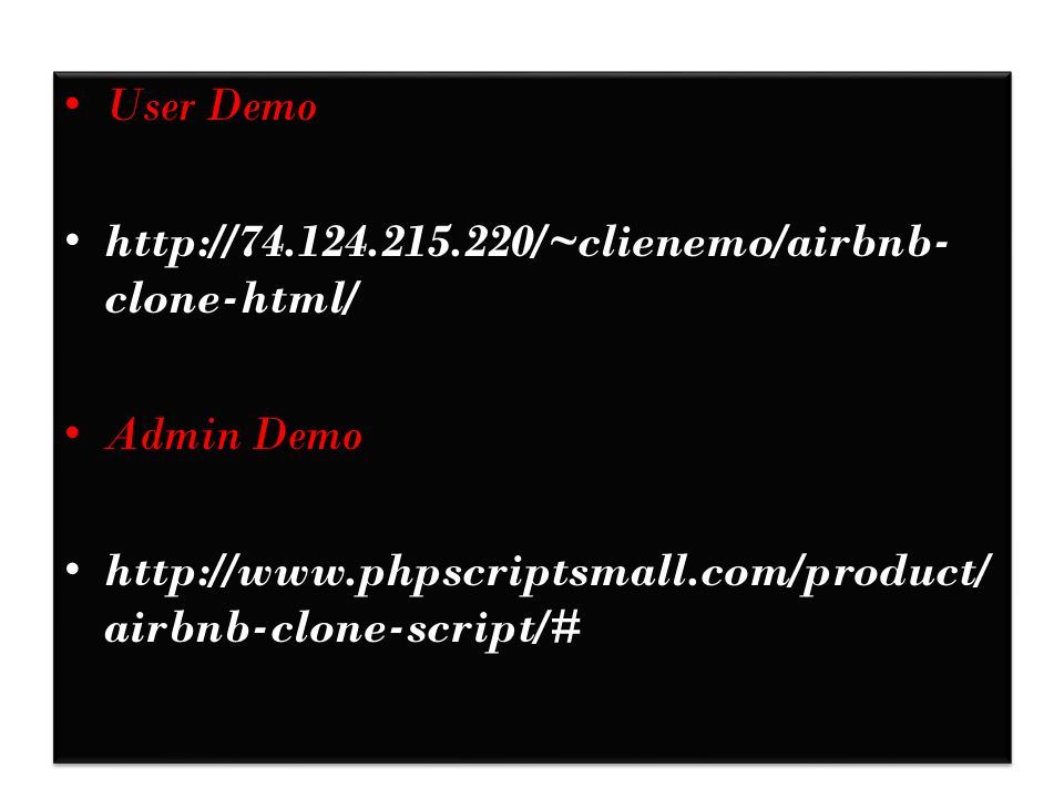 User Demo   clone-html/ Admin Demo   airbnb-clone-script/# User Demo   clone-html/ Admin Demo   airbnb-clone-script/#