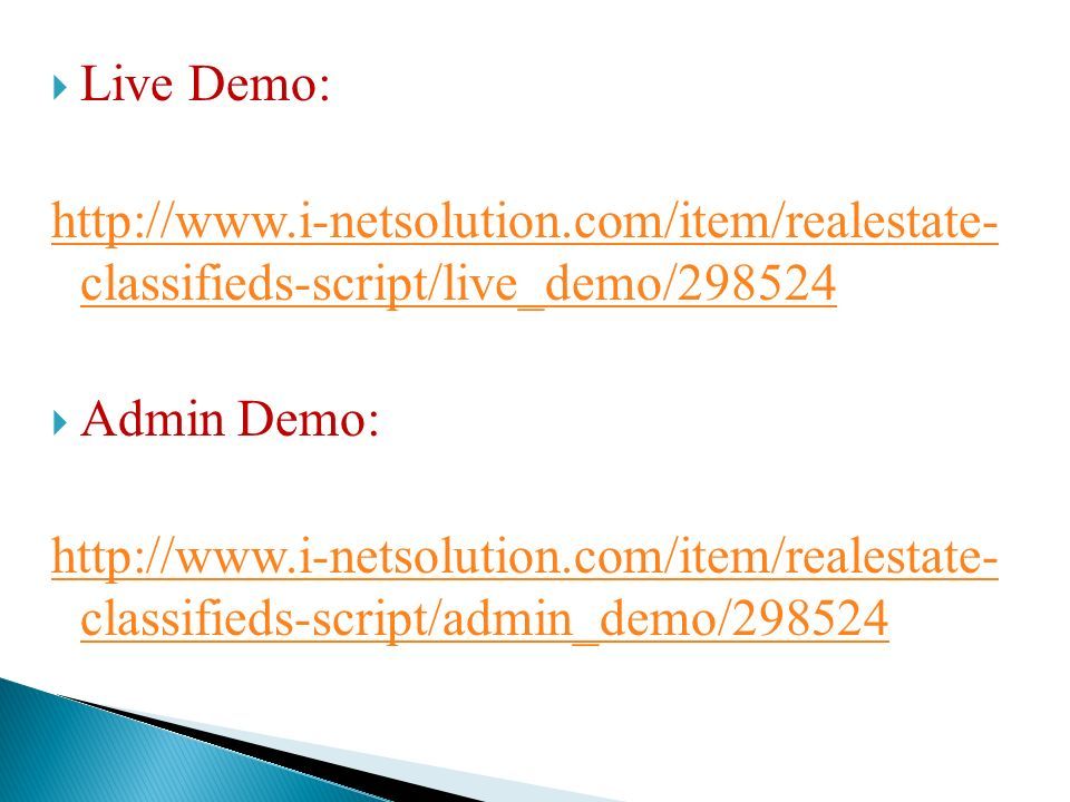  Live Demo:   classifieds-script/live_demo/  Admin Demo:   classifieds-script/admin_demo/298524