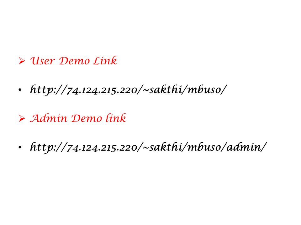  User Demo Link    Admin Demo link