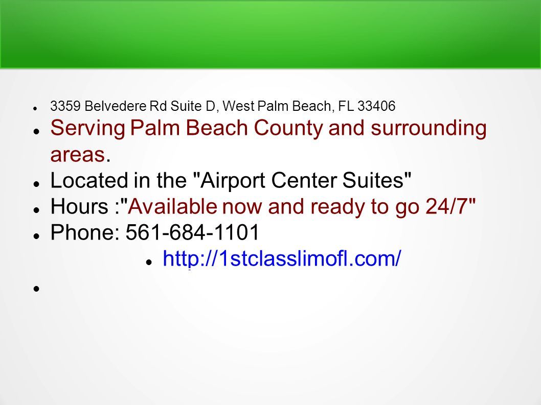 3359 Belvedere Rd Suite D, West Palm Beach, FL Serving Palm Beach County and surrounding areas.