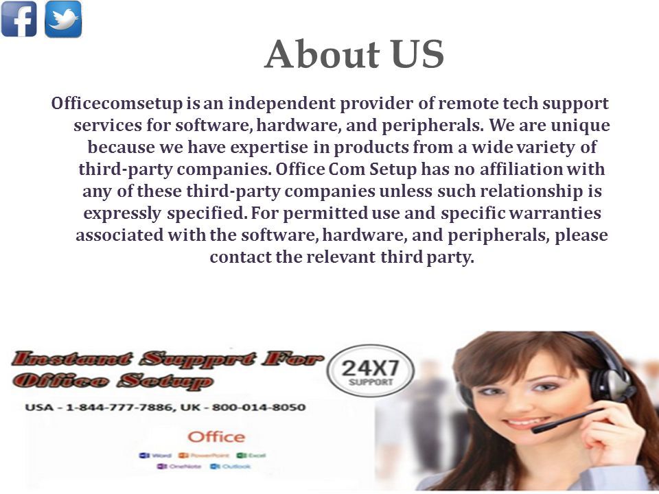 About US Officecomsetup is an independent provider of remote tech support services for software, hardware, and peripherals.