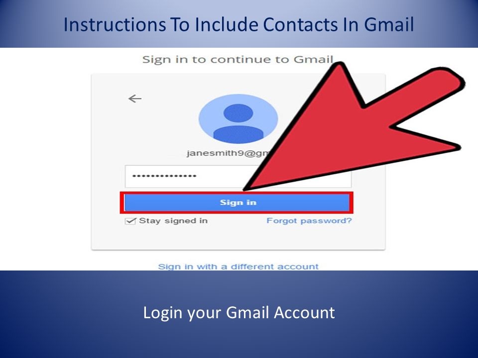Instructions To Include Contacts In Gmail Login your Gmail Account