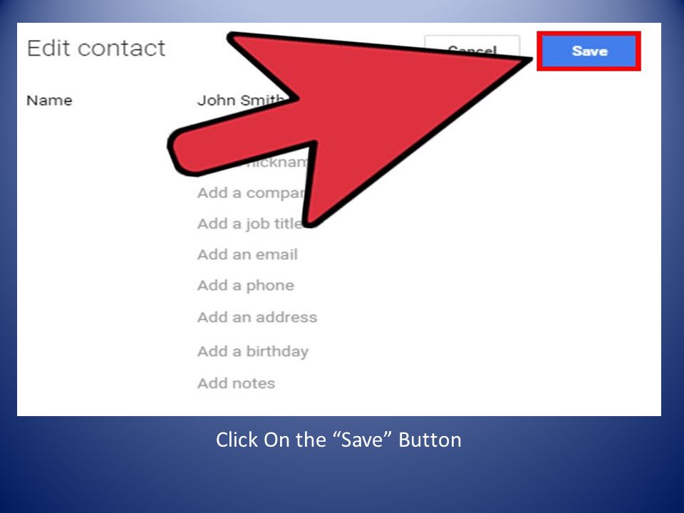 Click On the Save Button