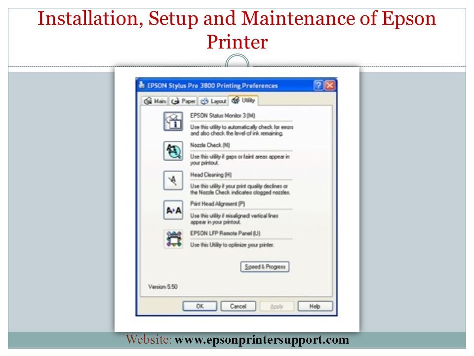 Installation, Setup and Maintenance of Epson Printer Website :