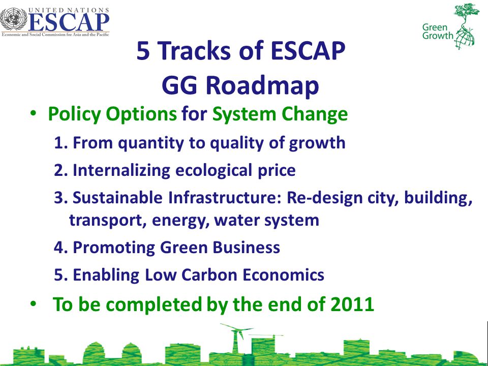 5 Tracks of ESCAP GG Roadmap Policy Options for System Change 1.