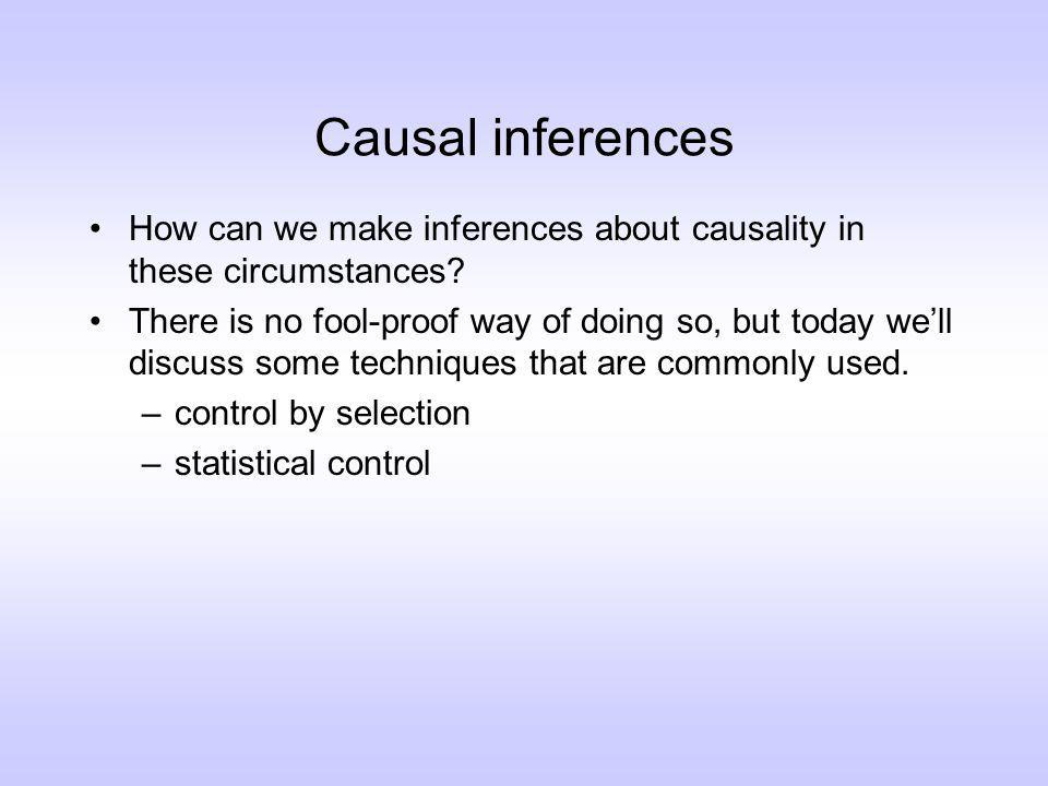 Causal inferences How can we make inferences about causality in these circumstances.