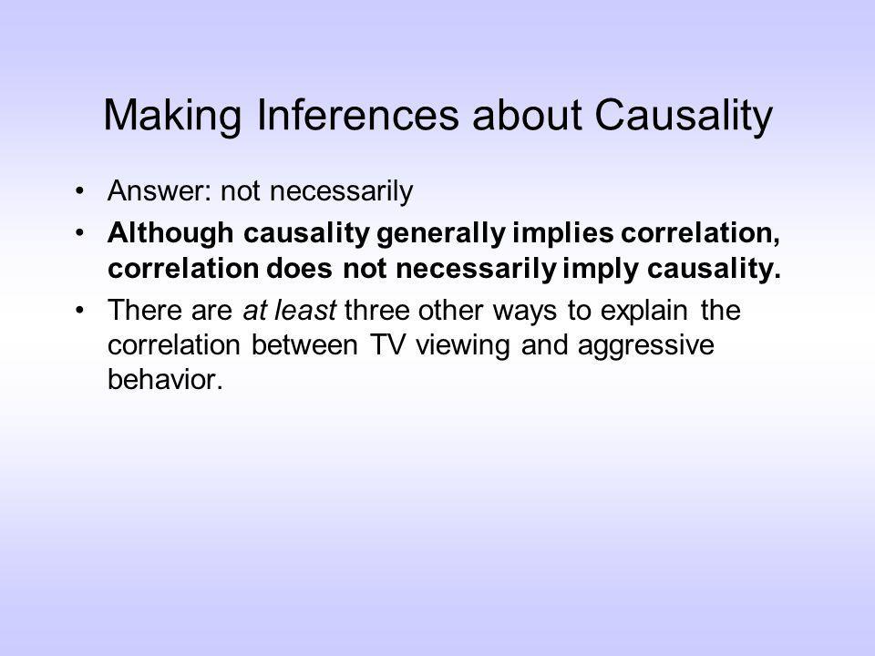 Making Inferences about Causality Answer: not necessarily Although causality generally implies correlation, correlation does not necessarily imply causality.
