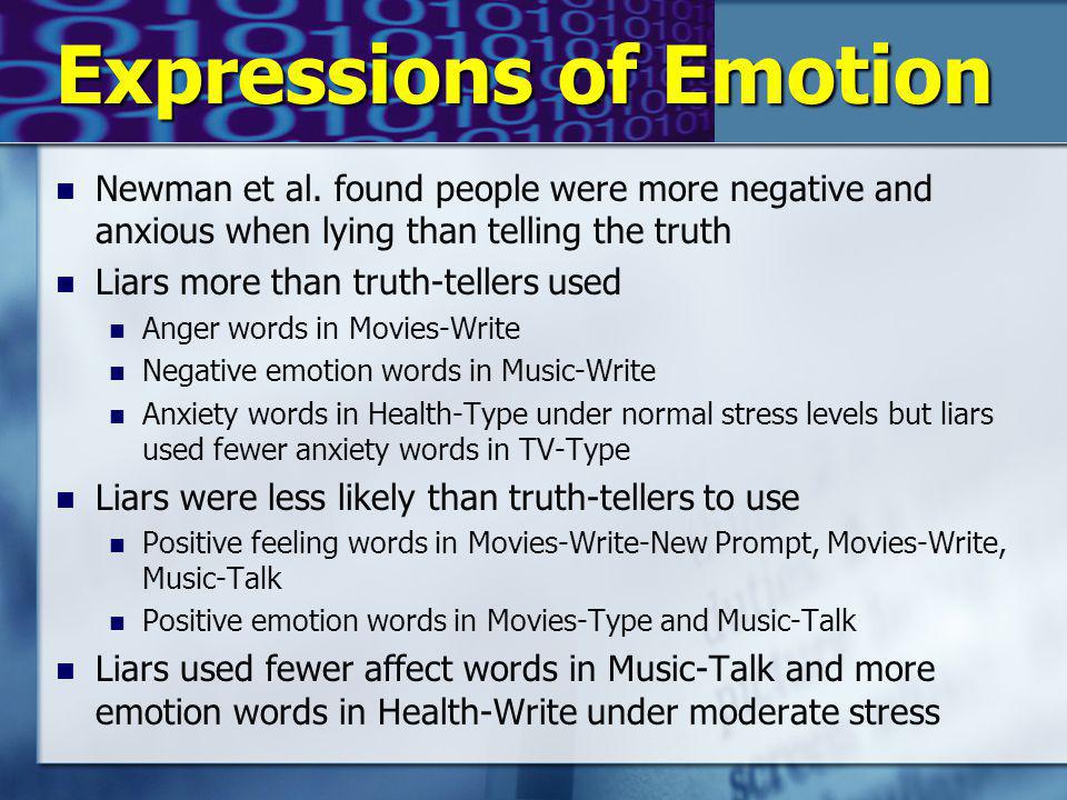 Expressions of Emotion Newman et al.