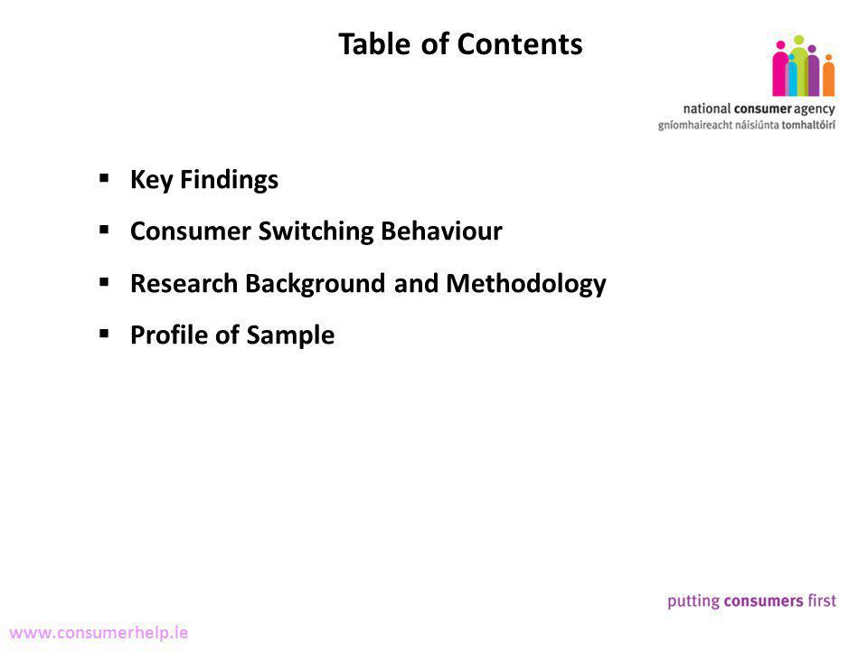 2 Making Complaints   Key Findings Consumer Switching Behaviour Research Background and Methodology Profile of Sample Table of Contents
