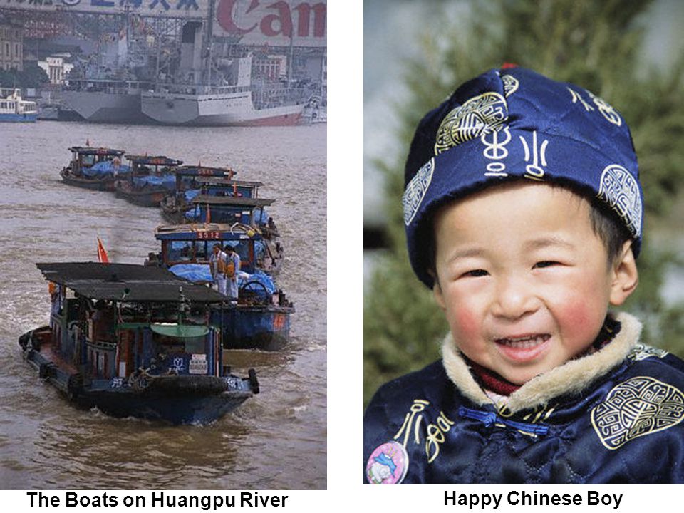 The Boats on Huangpu River Happy Chinese Boy