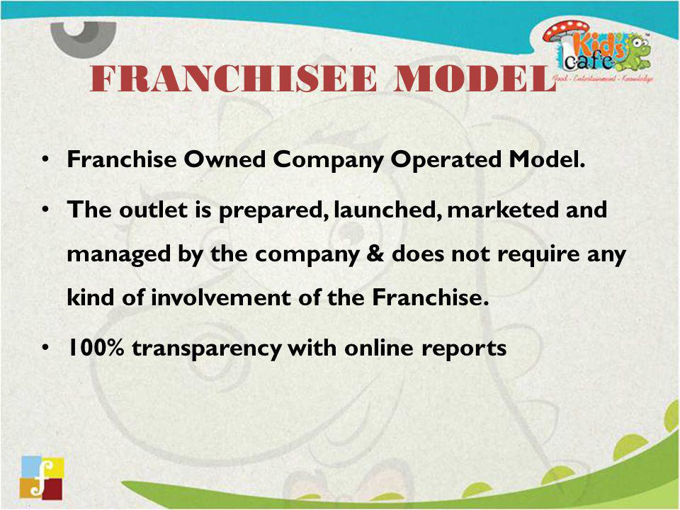 FRANCHISEE MODEL Franchise Owned Company Operated Model.
