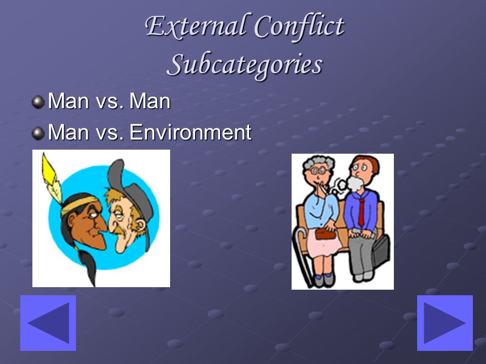 External Conflict Definition: A struggle between a character and an outside force is an external conflict.