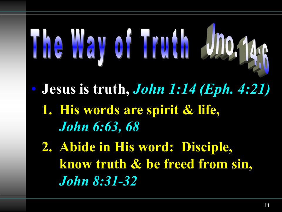 11 Jesus is truth, John 1:14 (Eph.