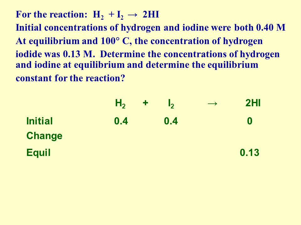 Type 2 Problems A. The equilibrium constant or concentrations must be determined.