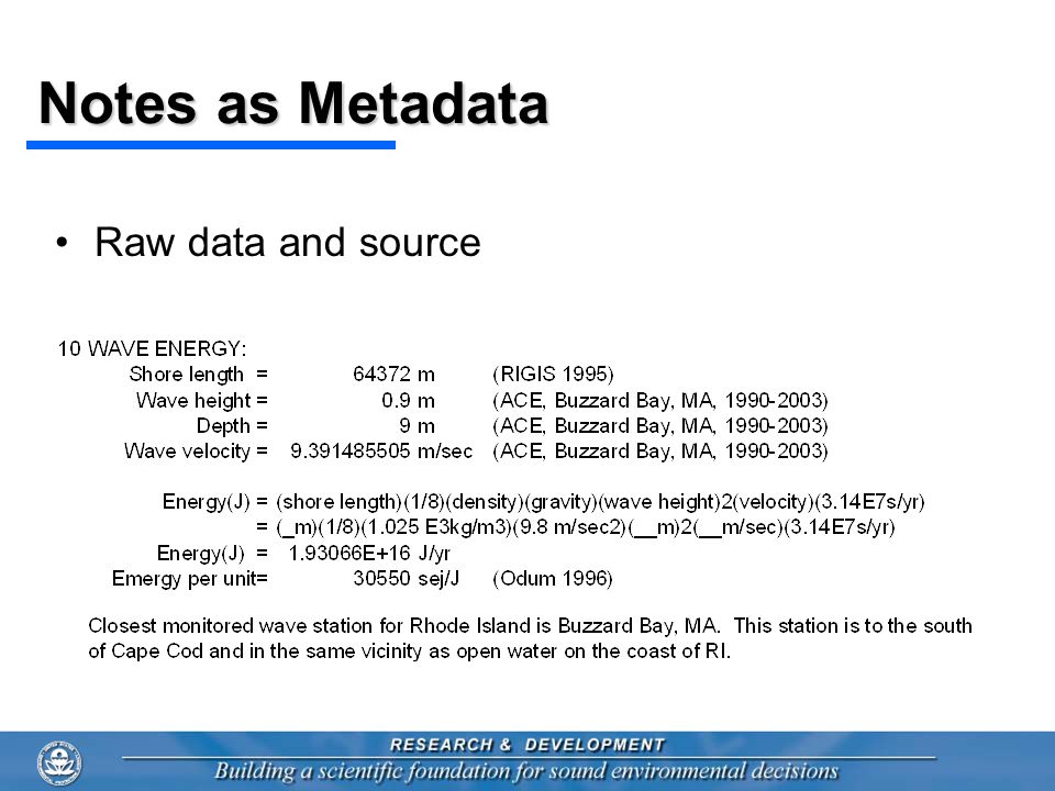 Notes as Metadata Raw data and source