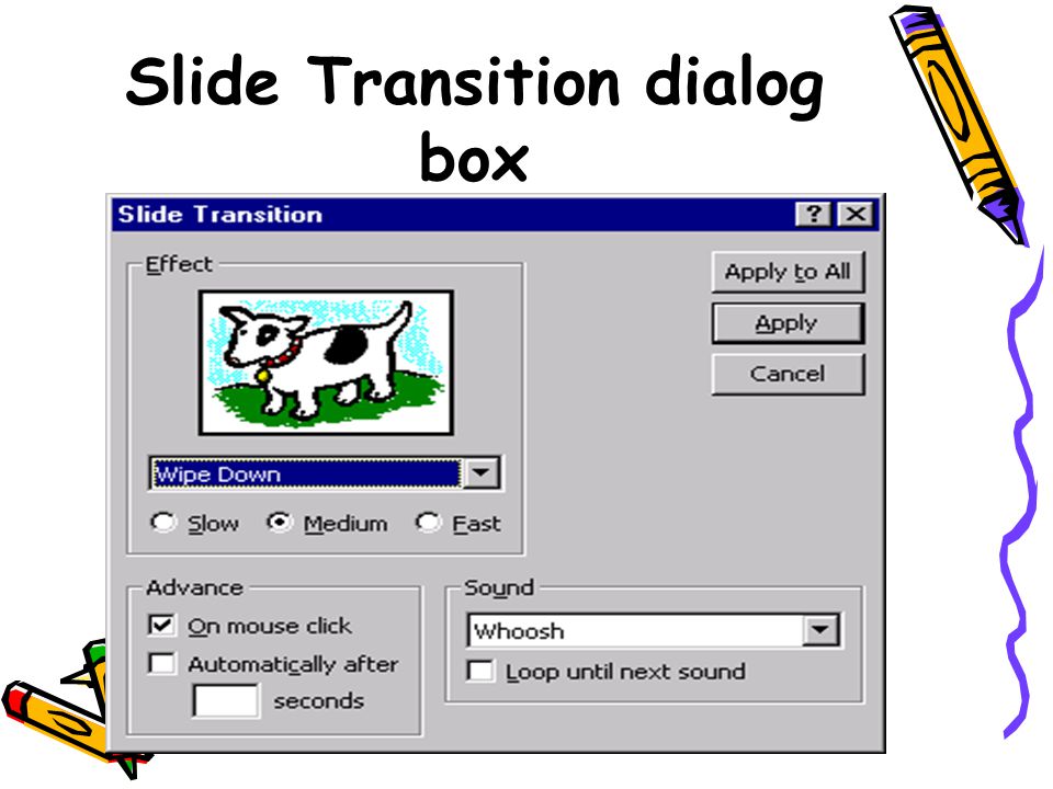 Lecture 7, Term Slide Transition dialog box