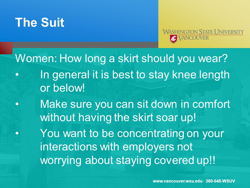 · WSUV The Suit Women: How long a skirt should you wear.