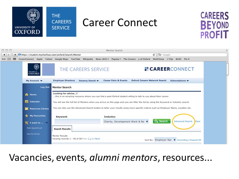 Career Connect Vacancies, events, alumni mentors, resources...