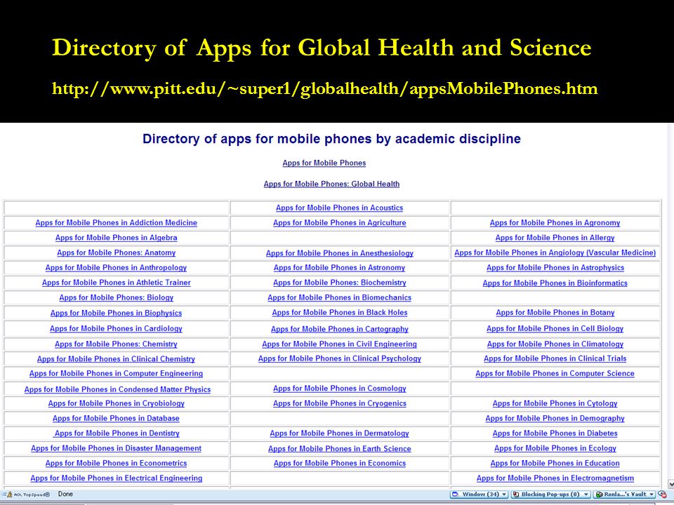 32 Directory of Apps for Global Health and Science