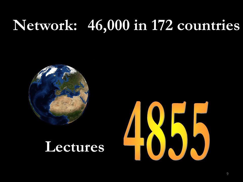 9 Lectures Network: 46,000 in 172 countries