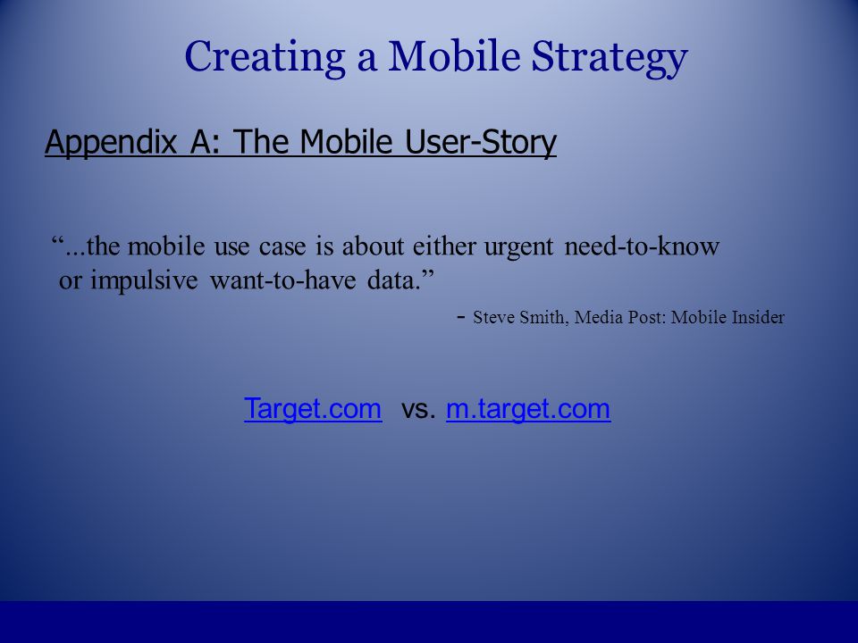 Appendix A: The Mobile User-Story Target.comTarget.com vs.
