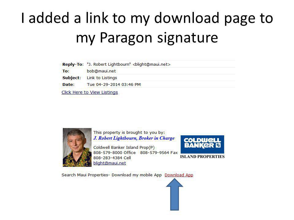 I added a link to my download page to my Paragon signature