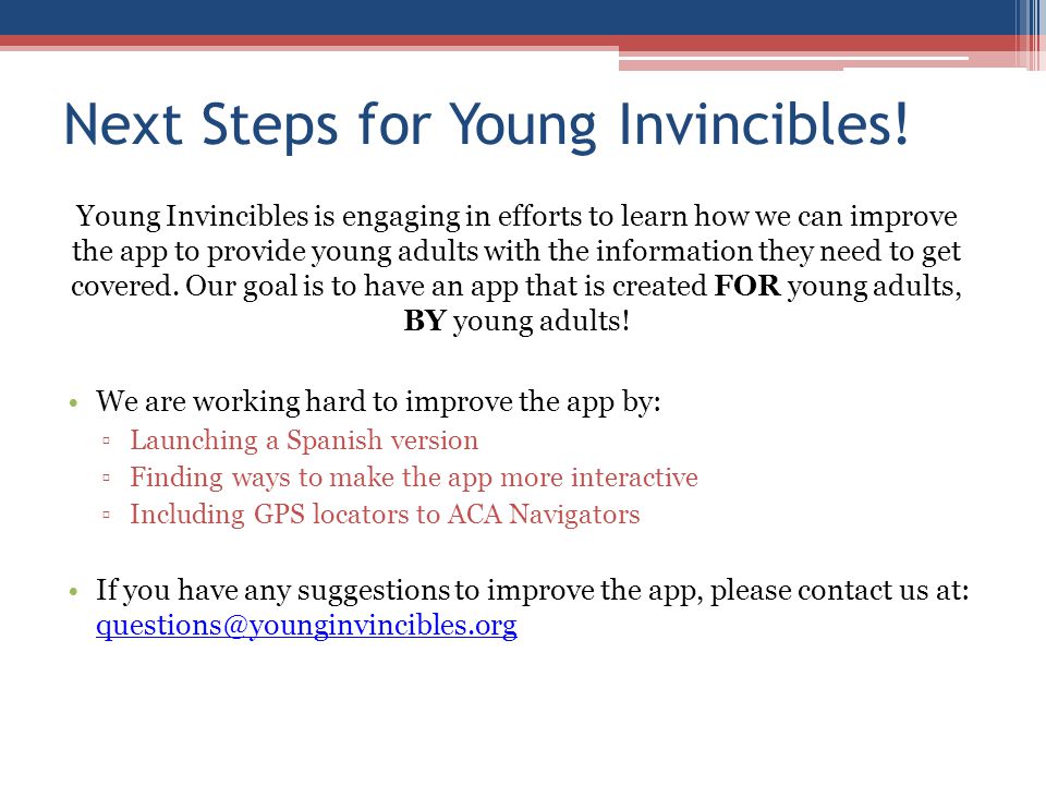 Next Steps for Young Invincibles.