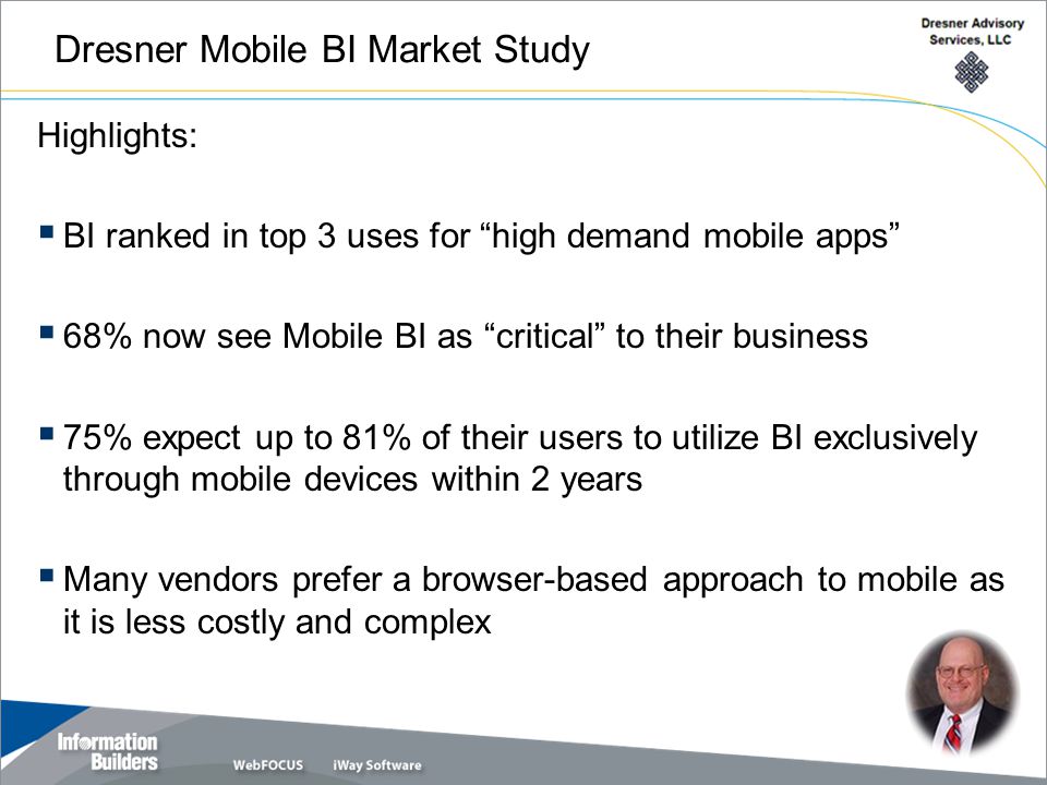 Dresner Mobile BI Market Study Copyright 2010, Information Builders.