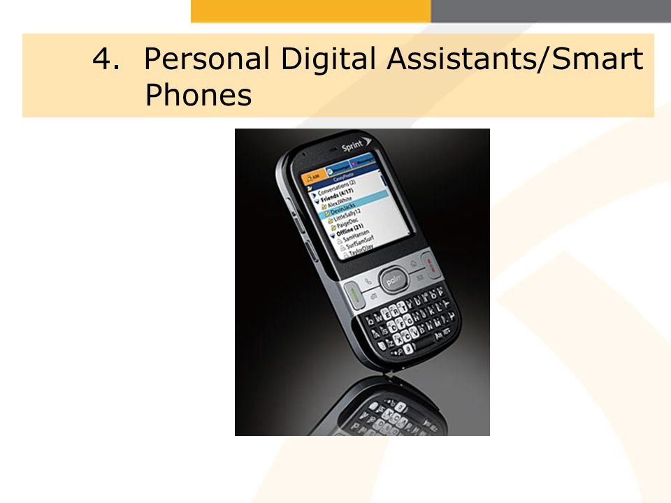 4. Personal Digital Assistants/Smart Phones
