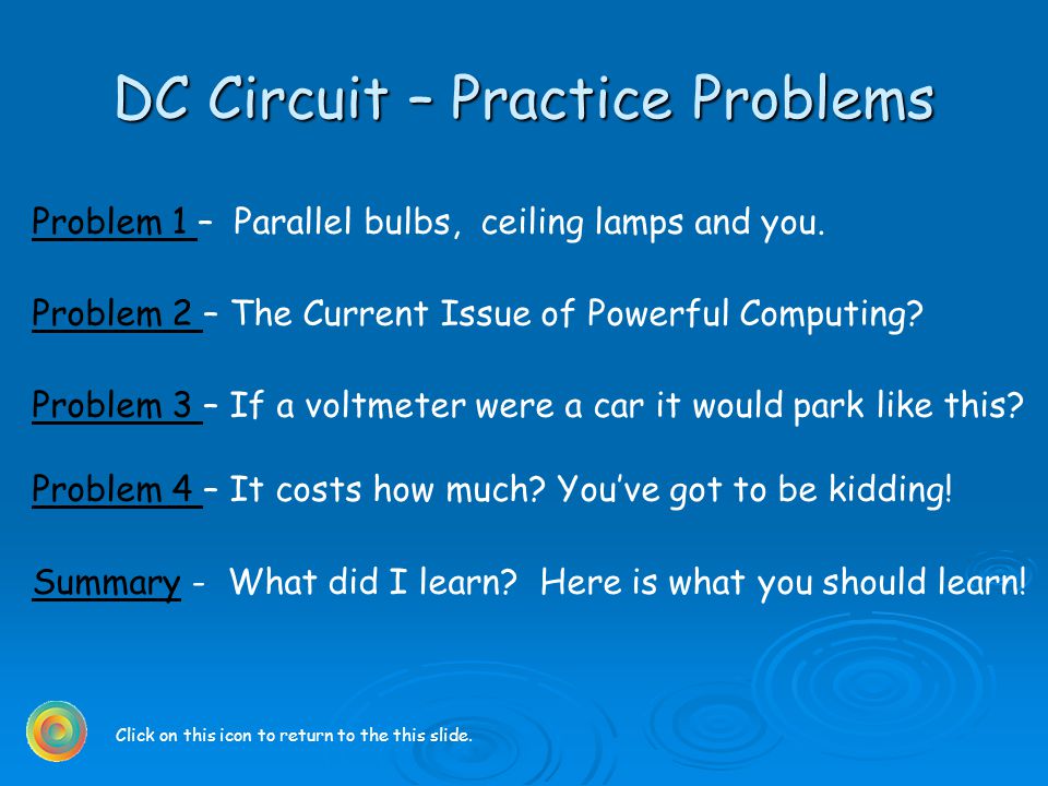 DC Circuit Practice Problems Problem 1 Problem 1