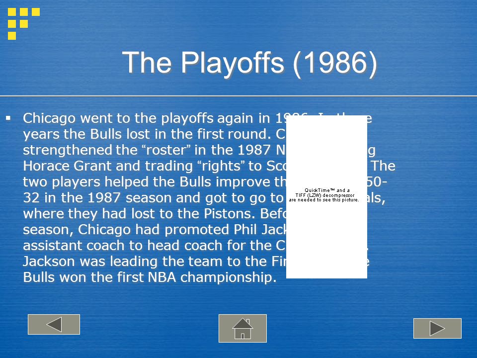 The Playoffs (1986) Chicago went to the playoffs again in 1986.