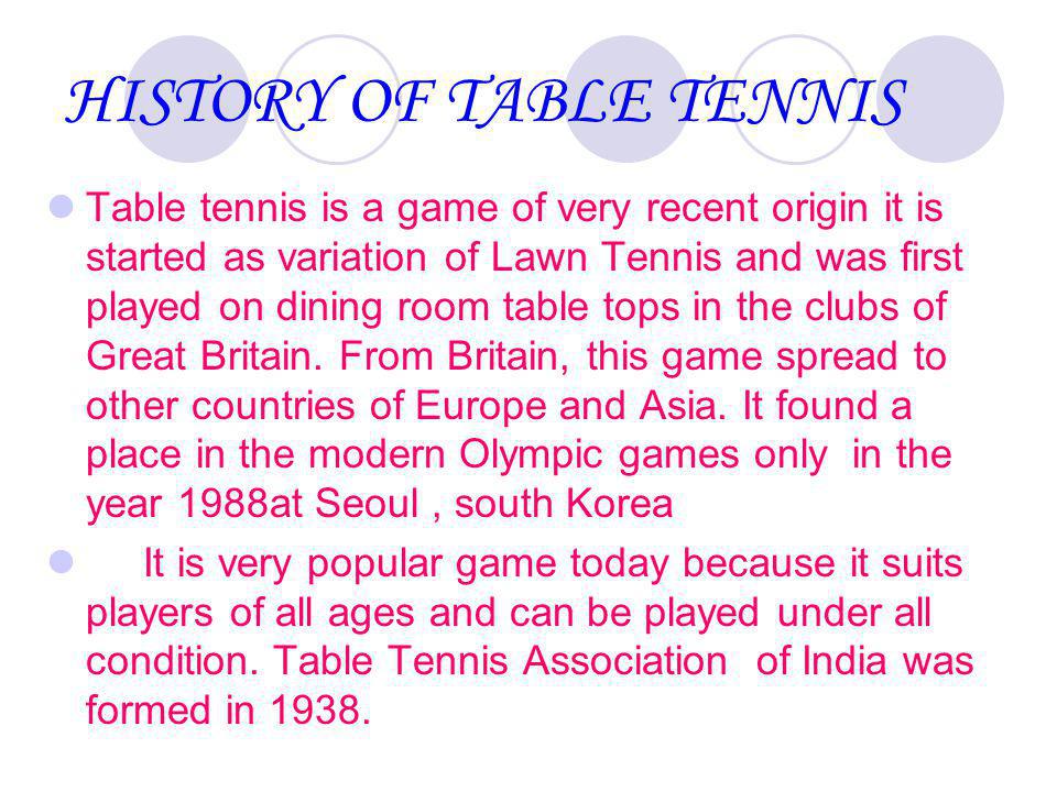 what is the history of table tennis