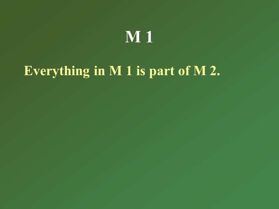 M 1 Everything in M 1 is part of M 2.