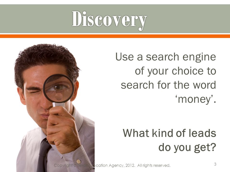 Use a search engine of your choice to search for the word money.