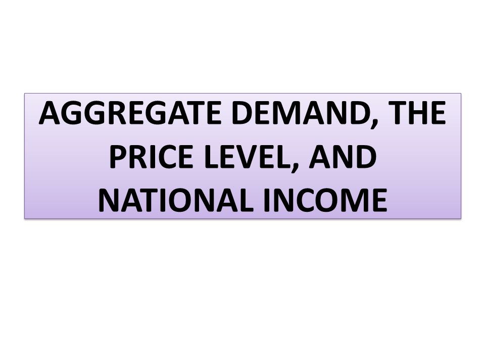 AGGREGATE DEMAND, THE PRICE LEVEL, AND NATIONAL INCOME
