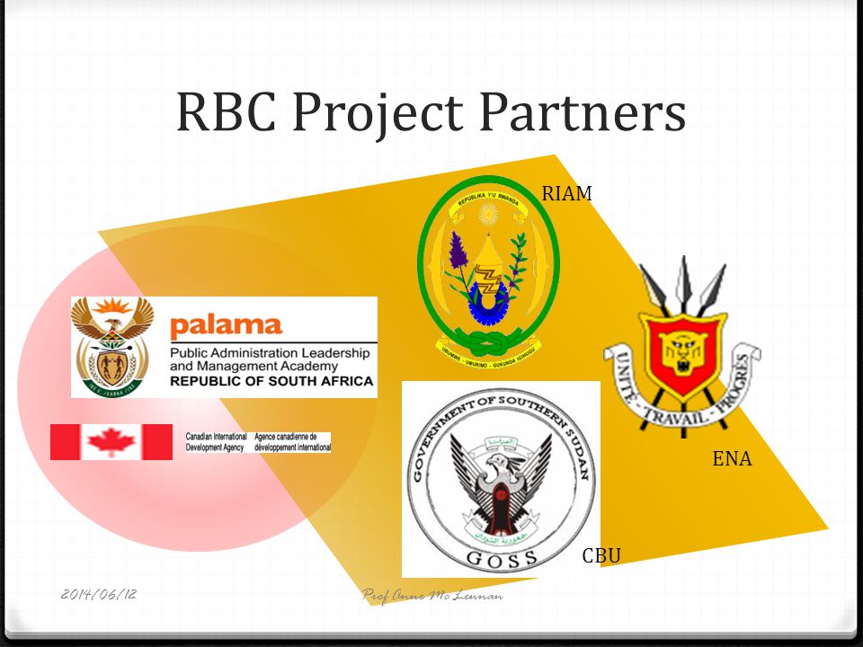 RBC Project Partners RIAM ENA CBU Prof Anne Mc Lennan2014/06/12