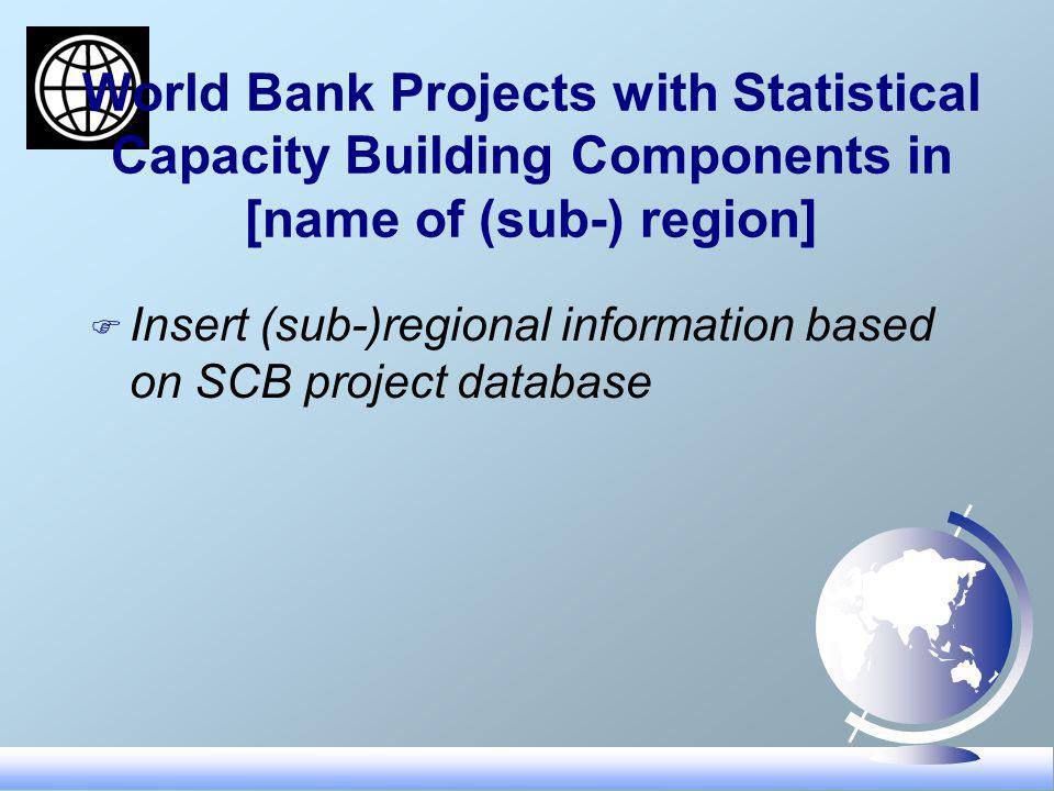World Bank Projects with Statistical Capacity Building Components in [name of (sub-) region] F Insert (sub-)regional information based on SCB project database