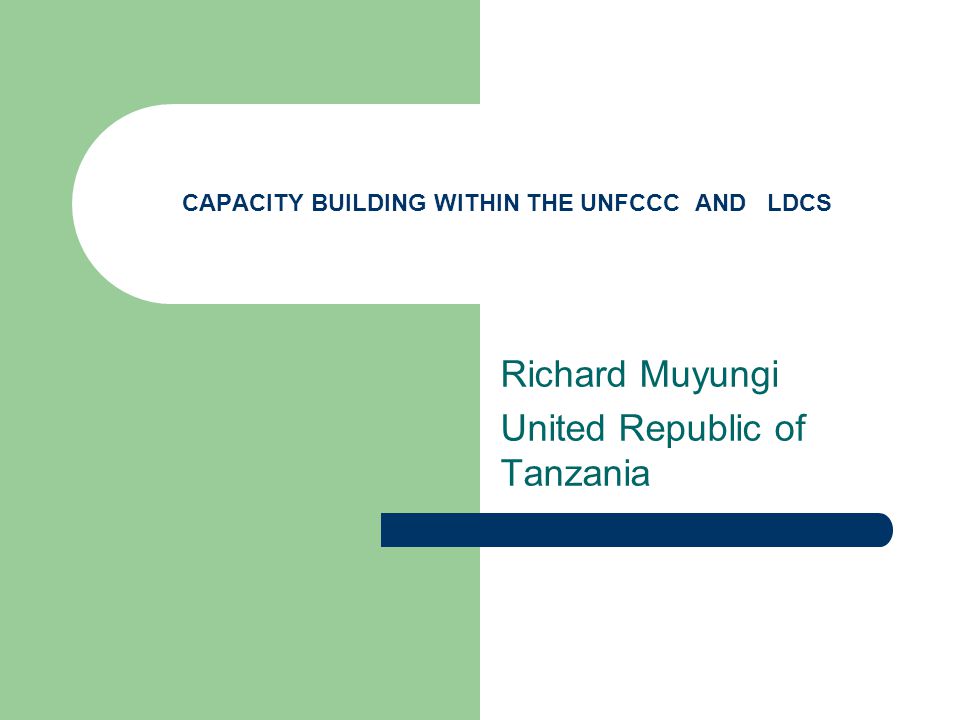 CAPACITY BUILDING WITHIN THE UNFCCC AND LDCS Richard Muyungi United Republic of Tanzania
