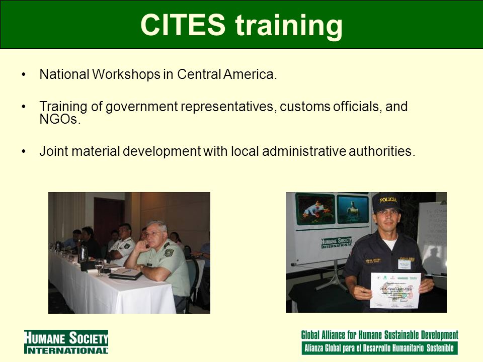CITES training National Workshops in Central America.